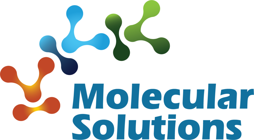 Logo of Molecular Solution featuring a stylized molecular structure with interconnected nodes and lines, representing innovation and scientific expertise.